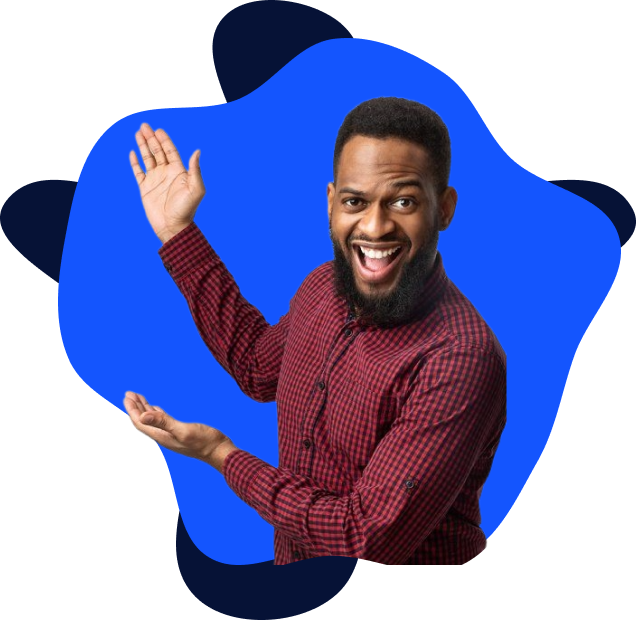 Smiling Zenpey customer with blue hero background